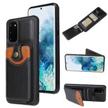 Compatibil cu Samsung Galaxy S20FE - Carcasă inteligentă cu sloturi pentru carduri, neagră