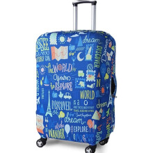Elastische kofferhoes. Kofferhoes voor koffers van 19'' tot 32''. Kofferhoes in blauw met graffiti-effect, maat XL.