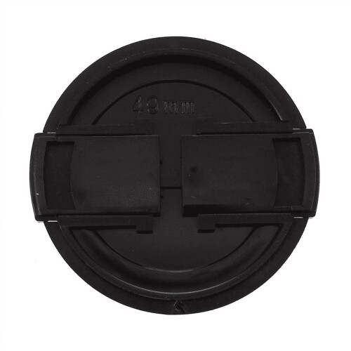 5X Camera Plastic Side Pinch Clip on Front Lens Cap Protective Cover Black 49mm 1