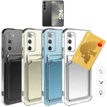 Compatibil cu husa Samsung Galaxy S24case cu suport pentru card și slot pentru mobil - Transparent, compatibil cu SAMSUNG S24