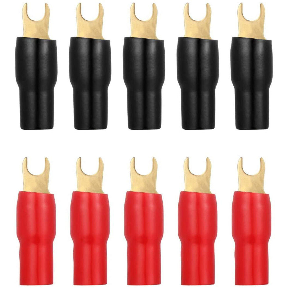 5 Pairs 4 Gauge Strip Spade Terminal Spade Fork Adapters For Speaker Wire Cable 9048212772170