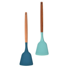 Holz-Silikon-Spatel, Küchenhelfer, Küchenutensil, hitzebeständiges Silikagel, 2 Stück