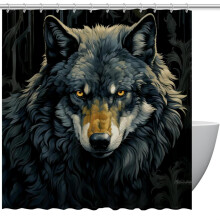 Cortina de chuveiro Wolf, impermeável, com ilhós e ganchos, 152 cm x 183 cm