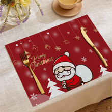 Jogos americanos de linho natalinos Kayannuo, 33x46cm, com estampa de Papai Noel, decoração para restaurantes, isolantes térmicos, estilo faroeste.