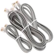 3 stuks platte telefoonkabels met koperen PVC-aansluiting