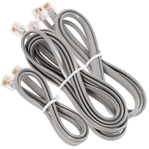 Conjunto de 3 Cabos Planos para Telefone com Conector de Cobre e PVC