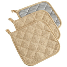 DII Modern Style Cotton Terry Potholder in Pebble Beige (Set of 3)