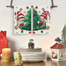 Sm: )e Gnome Weihnachtsbaum Küchengeschirrtücher Set mit 2 Stück 18x26 Zoll