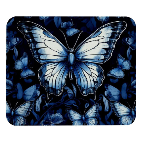 Σκούρο μπλε Mouse Pad Butterfly με αντιολισθητική βάση από καουτσούκ, τετράγωνο σχέδιο