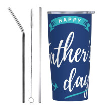 Buona festa del papà! Tazza termica da viaggio in acciaio inossidabile da 20 once con cannuccia, set da tre pezzi.