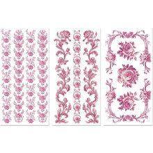 15x30 cm lilla blomster transferklistermærker, 3 stk., vandtæt UV DTF til møbler, kunsthåndværk, glas, træ, plastikdekoration – kompatibel