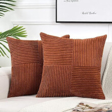 kussens van bordeauxrood corduroy, 45 x 45 cm