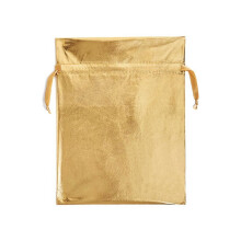 Pakke med 3 gaveposer i metallisk guld i stof, 23,5 x 30,5 cm, til gaveindpakning til højtider eller andre lejligheder