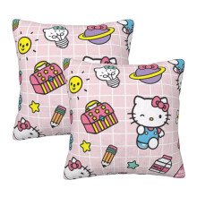 Clúdaigh Piliúir Hello Kitty, Pacáiste de 2 Chlúdach Piliúir do Leaba Tolg Seomra Maireachtála 18"X18"