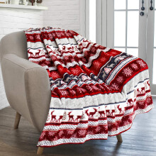 ZDWQFA Julepledd | Juleteppe med reinsdyrmotiv og snøflak i fleece | Mykt, plysj og varmt vinterpledd