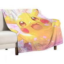 Pikachu deken, queensize, superzacht, lichtgewicht pluche flanel, knus voor meisjes en jongens, decoratie voor bed of bank, geschikt voor alle