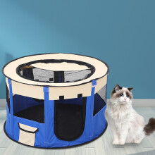 Convenient folding pet cage, closed cat delivery room, breeding tent, indoor and outdoor, pet nest,blue,Large