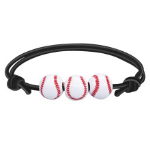 Sport-Schmuckset für Damen und Herren, analoge Armbanduhr, Basketball-, Baseball-, Tennis- und Rugby-Armband aus Wachs, kompatibel mit