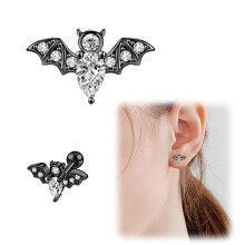 2024 Fashion Bat Earrings Stud Set, Compatible with Cartilage, Lip, Nose, Belly Button, Piercing Jewelry for Women, Girls, Boys Gifts