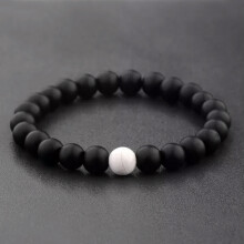 RSAMD2 Stück Klassische Yin-Yang-Perlenarmbänder aus Naturstein für Paare und Paare – Schwarz