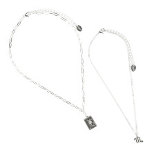 Claire's Girls Silver Zodiac Scorpio Necklace Set, Lobster Closure, 2-Pack, 38573
