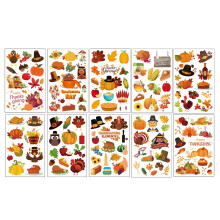 Tarmeek Fall Decor 10pcs Thanksgiving Turkey Pumpkin Sticker Tattoo Transfers for Harvest Festival, Indoor Decor, compatible with Tarmeek