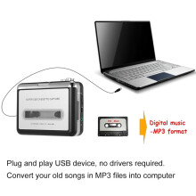 Convertisseur cassette vers USB avec MP3 et son haute fidélité, compatible avec les chaînes stéréo d'ordinateur, capture audio au format MP3.