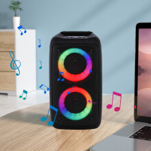 Akár 70% kedvezmény: Karymi Karaoke sztereó, hordozható Bluetooth hangszóró 1 vezeték nélküli mikrofonnal, PA rendszer LED lámpákkal,