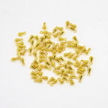50 stuks sieradenonderdelen: messing bedeltjes, kettingverlengers, druppelvormig, verguld, nikkelvrij, circa 3 mm breed, 5,5 mm lang. Gat: 1 mm