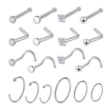 Eease18pcs Anillos de nariz de acero inoxidable para mujeres y niñas Joyería corporal