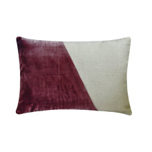Fețe de pernă lombară HomeCentric Purple 30x40 cm, set de 2, model catifea, model patchwork și blocare de culoare, stil modern - Velutinous Wine