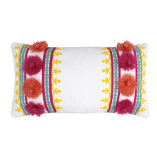 Levtex Home - Grandiflora - Decorative Pillow (24x12in.) - Multicolor Tassel - Orange, Fuchsia, Yellow, White and Teal