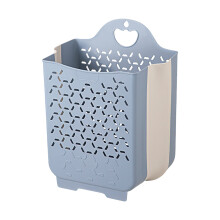 Panier à linge mural stable et pliable, idéal pour ranger le linge sale - Taille M, bleu clair