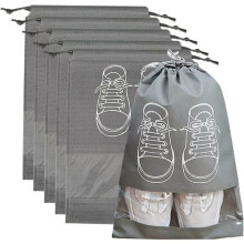 5-pack large dust-proof shoe bags with drawstring and transparent windows