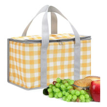 Sac isotherme de pique-nique pliable et réutilisable avec fermeture éclair - pour pique-nique chaud ou froid - Jaune