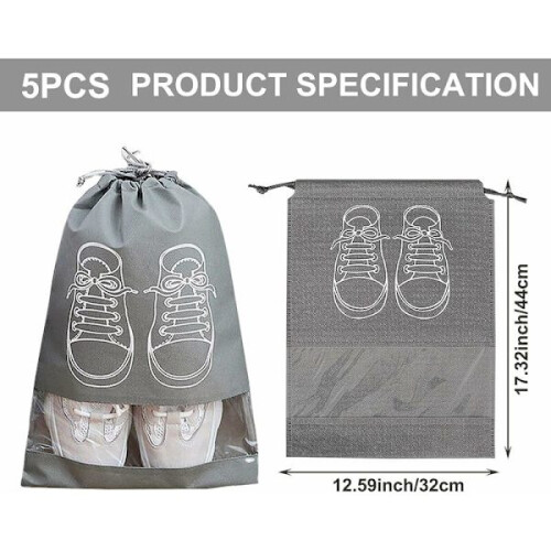 5-pack large dust-proof shoe bags with drawstring and transparent windows 1