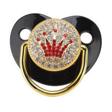 One Piece Design Baby Pacifier, Ultra Soft Bling Silicone Nipple for 6-18 Months - Promotes Healthy Oral Development [Black]