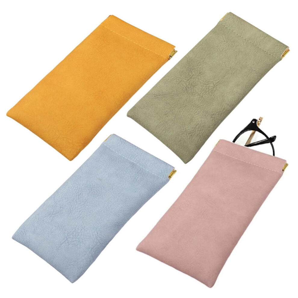 1PC Faux Leather Soft Sunglasses Case Squeeze Waterproof Portable Eyeglasses Pouch Glasses Bag for Women Men