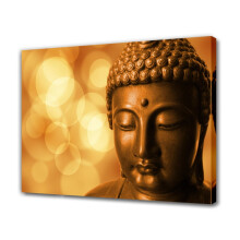 Statuie de Buddha din bronz cu fundal Bokeh auriu, poster pe pânză, decor dormitor, peisaj sportiv, decor cameră birou, cadou, stil ramă,