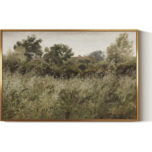ASPORIC Vintage Leinwandbild „Wildblumenfeld“, rustikaler Blumenlandschaftsdruck, botanische Dekoration im Landhausstil, 25 x 20 cm
