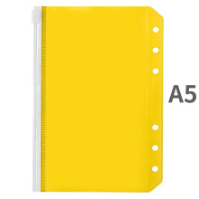 Buzunare pentru dosare A5/A6, husă din PVC pentru foi libere, dosare colorate cu fermoar, pentru dosare cu 6 inele, husă pentru documente, A5-galben