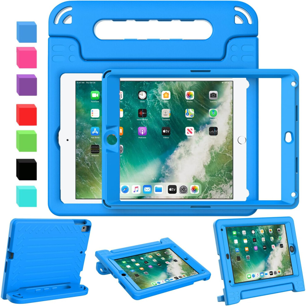 Kids Case For Compatible With Ipad 9.7 2017/2018 & Compatible With Ipad Air 2 - Weight Shock Proof Convertible Handle Stand Friendly Kids Light 9191629596836