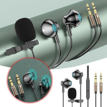 New Upgraded Clip On Microphone With Connector Metal Wired Earphones For K Song Gaming Live Streaming On PC Mobile Phones