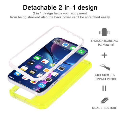 Capa para celular 2 em 1, compatível com iPhone 14 Plus, capa traseira híbrida à prova de choque e quedas em cor sólida. 2
