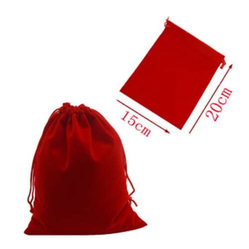 Leke10 Samt-Schmuckbeutel mit Kordelzug, rot 2