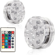 2er-Pack 10-LED-Unterwasserleuchten, wasserdicht nach IP68, mit Fernbedienung für Pool, Bad, Spa, Dusche, Teich und Aquarium