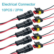 10 stuks Amp/Tyco 2-pins 12V waterdichte elektrische draadconnector stekker kabelset