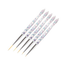 5pcs Nail Art Pens Set with Acrylic Handles for Precise Nail Detailing and DIY Manicure