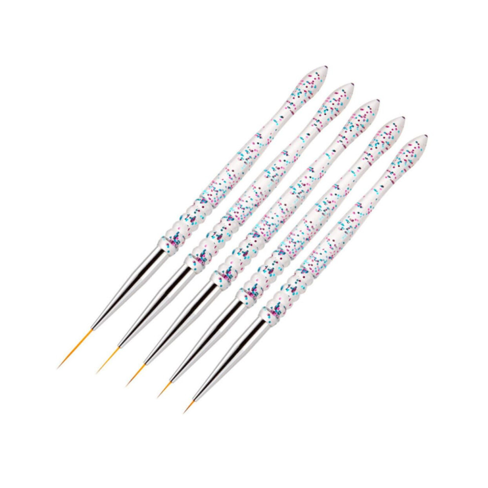 5pcs Nail Art Pens Set with Acrylic Handles for Precise Nail Detailing and DIY Manicure