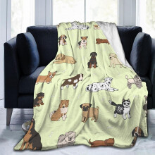 Cute Dogs Yellow Throw Blanket Ultra Soft Warm All Season Puppy Animals Decorative Fleece Blankets for Bed Chair Car Sofa Couch Bedroom 80" X 60"